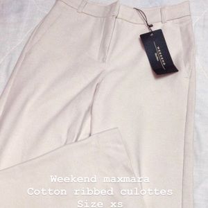 Weekend maxmara cream cotton ribbed culottes